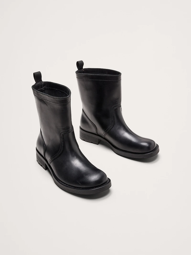 Italian Leather Moto Boot