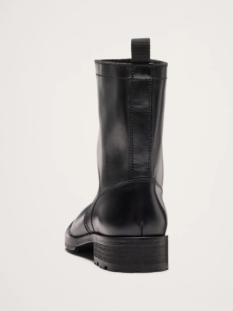 Italian Leather Moto Boot