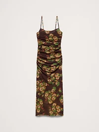 Ruched Mesh Midi Dress