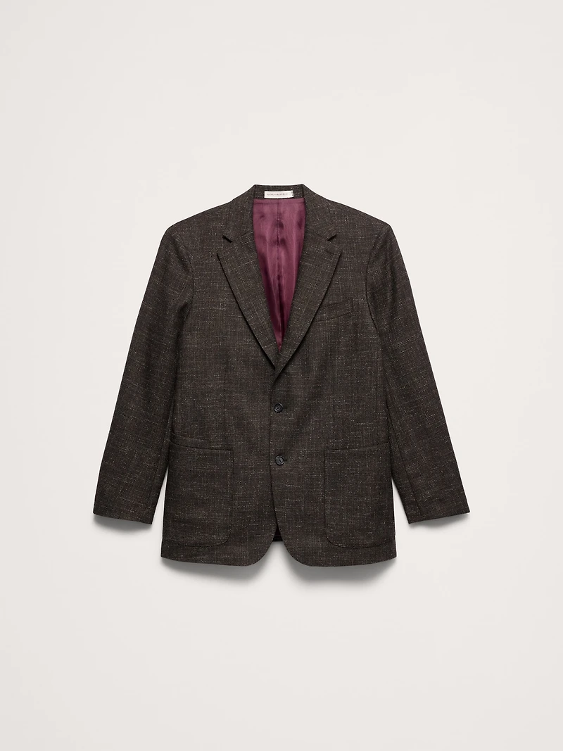 Tailored Slim Italian Tweed Suit Jacket