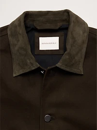 Cotton Twill Utility Jacket with Suede Collar