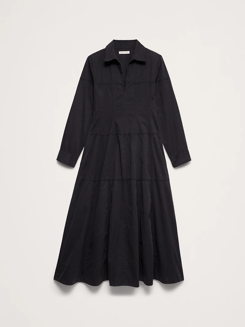 Cotton Twill Paneled Shirt Dress