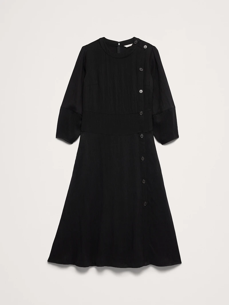 Drapey Twill Button Midi Dress