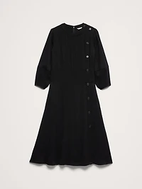Drapey Twill Button Midi Dress