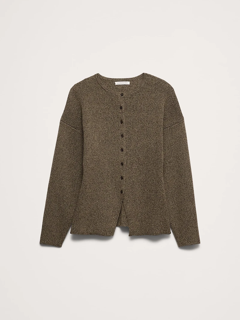 Larkspur Cotton-Silk Cutaway-Hem Cardigan