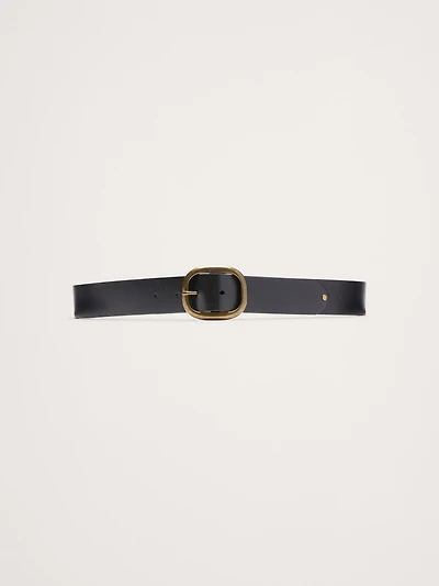 Leather Oval-Buckle Belt