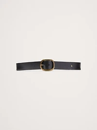 Leather Oval-Buckle Belt