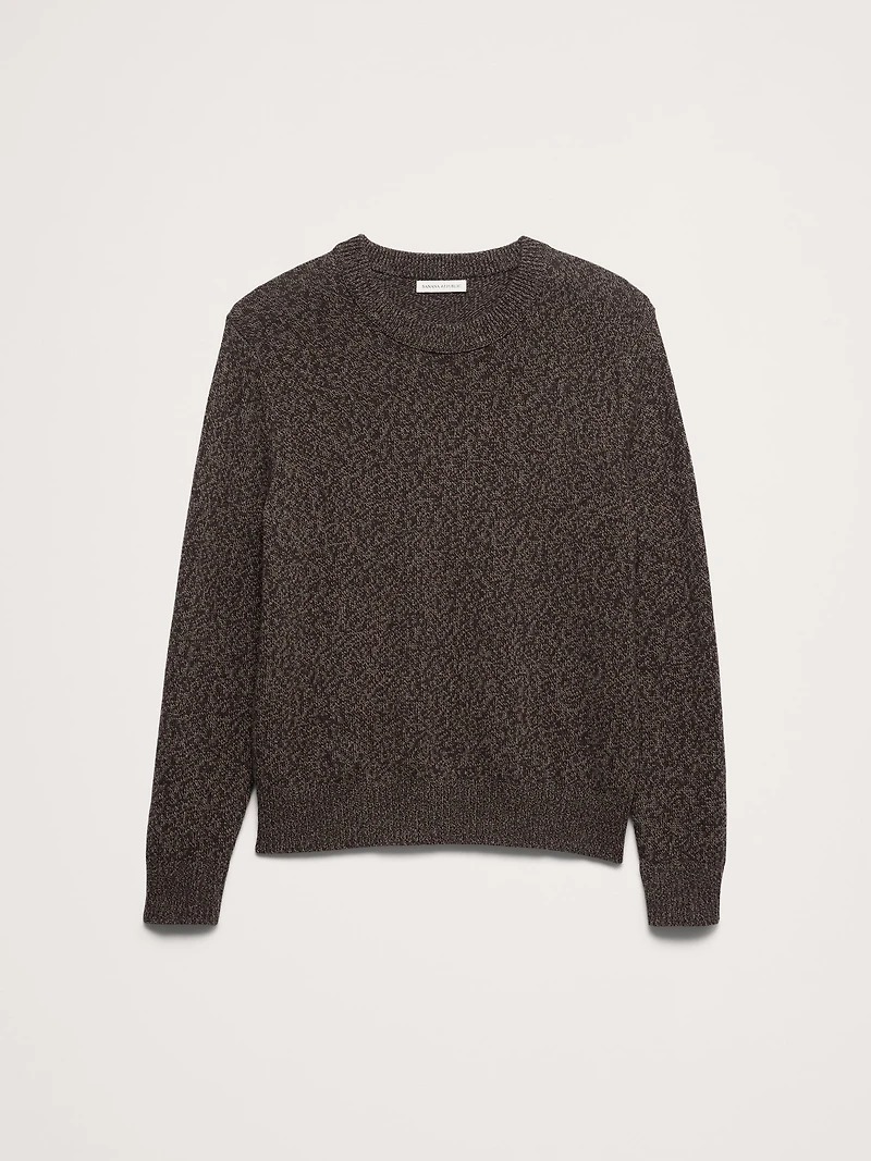 Marled Cotton-Cashmere Crew-Neck Sweater