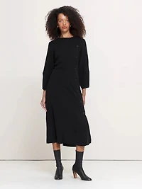 Drapey Twill Button Midi Dress