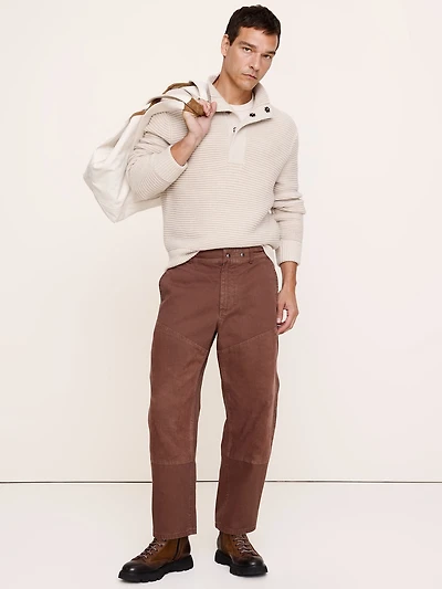 Relaxed Mixed Media Barrel Pant