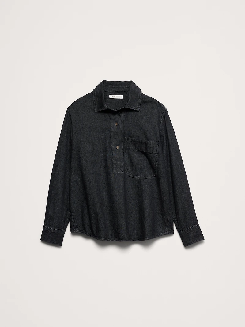 Relaxed Cotton Popover Shirt