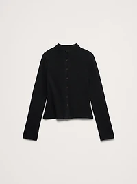 Larkspur Cotton-Silk Mock-Neck Cardigan