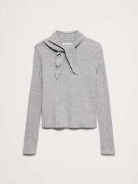 Merino-Cotton Tie-Neck Sweater