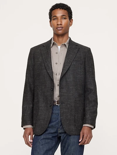 Tailored Slim Italian Tweed Suit Jacket