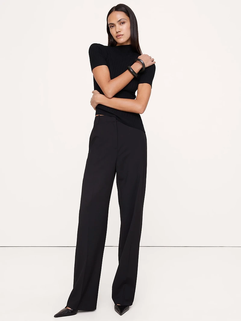 Ultra High-Rise Modern Straight Italian Lightweight Wool Pant