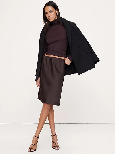 Stretch-Satin Knee-Length Skirt