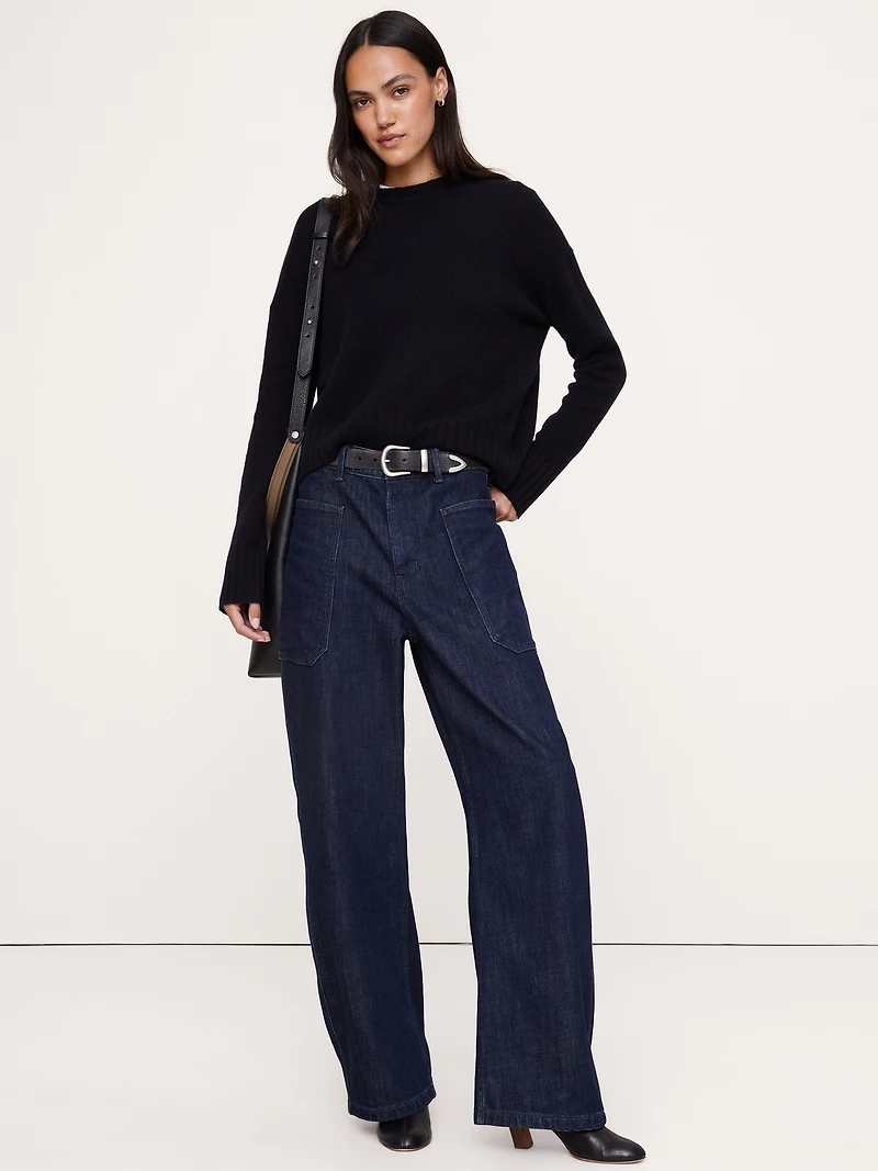 Oversized Midweight Cashmere Crew-Neck Sweater