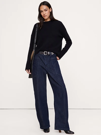 Oversized Midweight Cashmere Crew-Neck Sweater