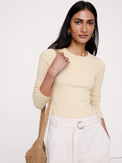 Ribbed Crew-Neck T-Shirt
