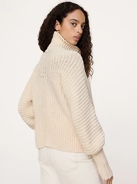 Chunky Cotton Funnel-Neck Sweater