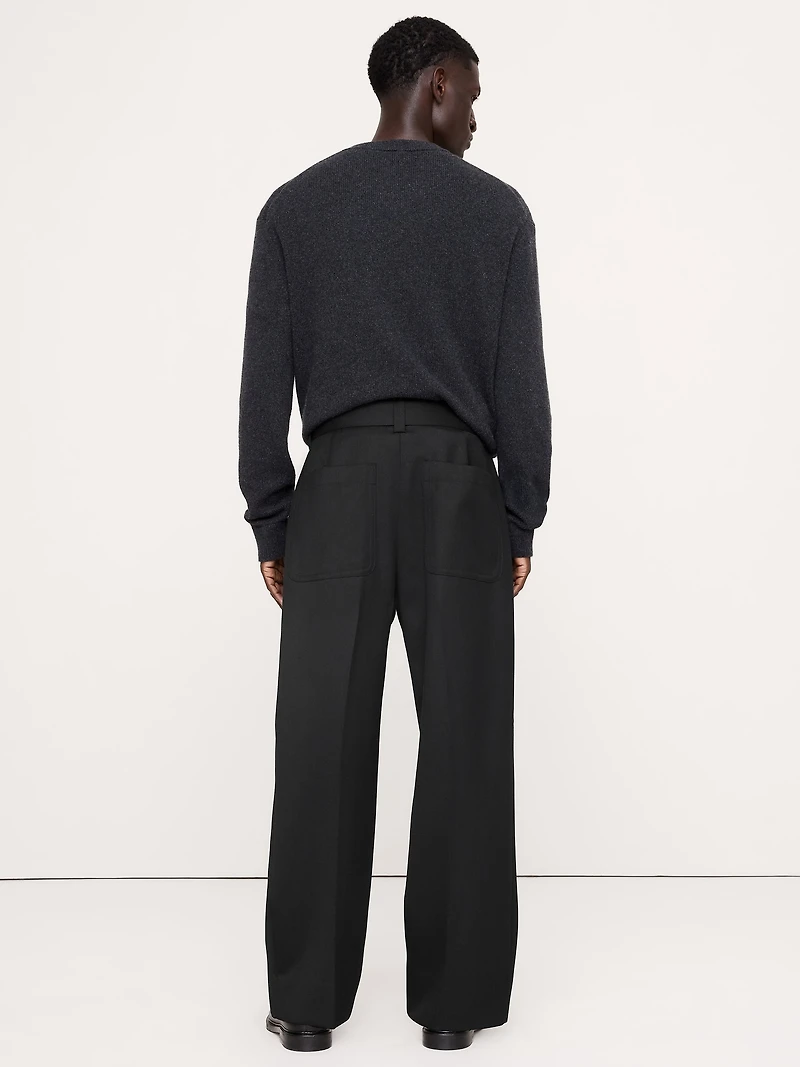 Loose Twill Belted Dress Pant