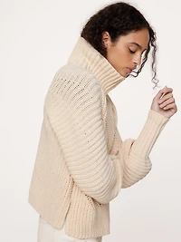 Chunky Cotton Funnel-Neck Sweater