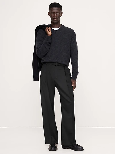 Loose Twill Belted Dress Pant