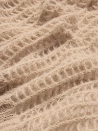 Italian Open-Stitch Funnel-Neck Sweater