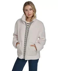Zip-Front Sherpa Teddy Jacket