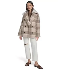 Double Breasted Plaid Peacoat