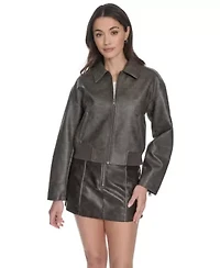 Lightweight Faux Leather Bomber