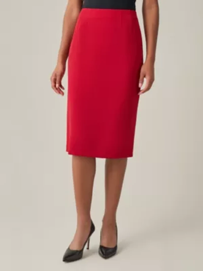 Petite Stretch Crepe Skimmer Skirt