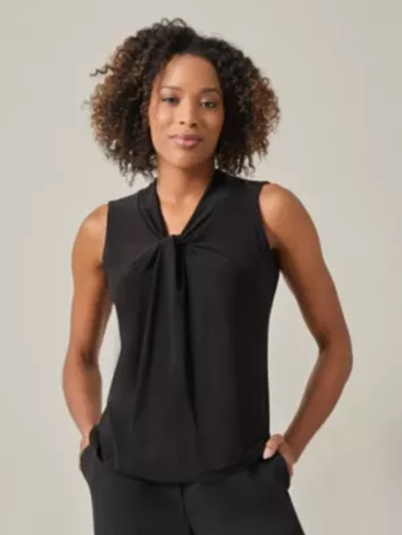 Women's Sleeveless Knot Front Knit Top