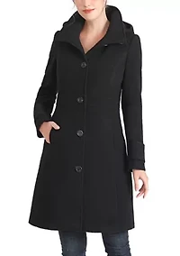 Ines Hooded Stand Collar Wool Coat