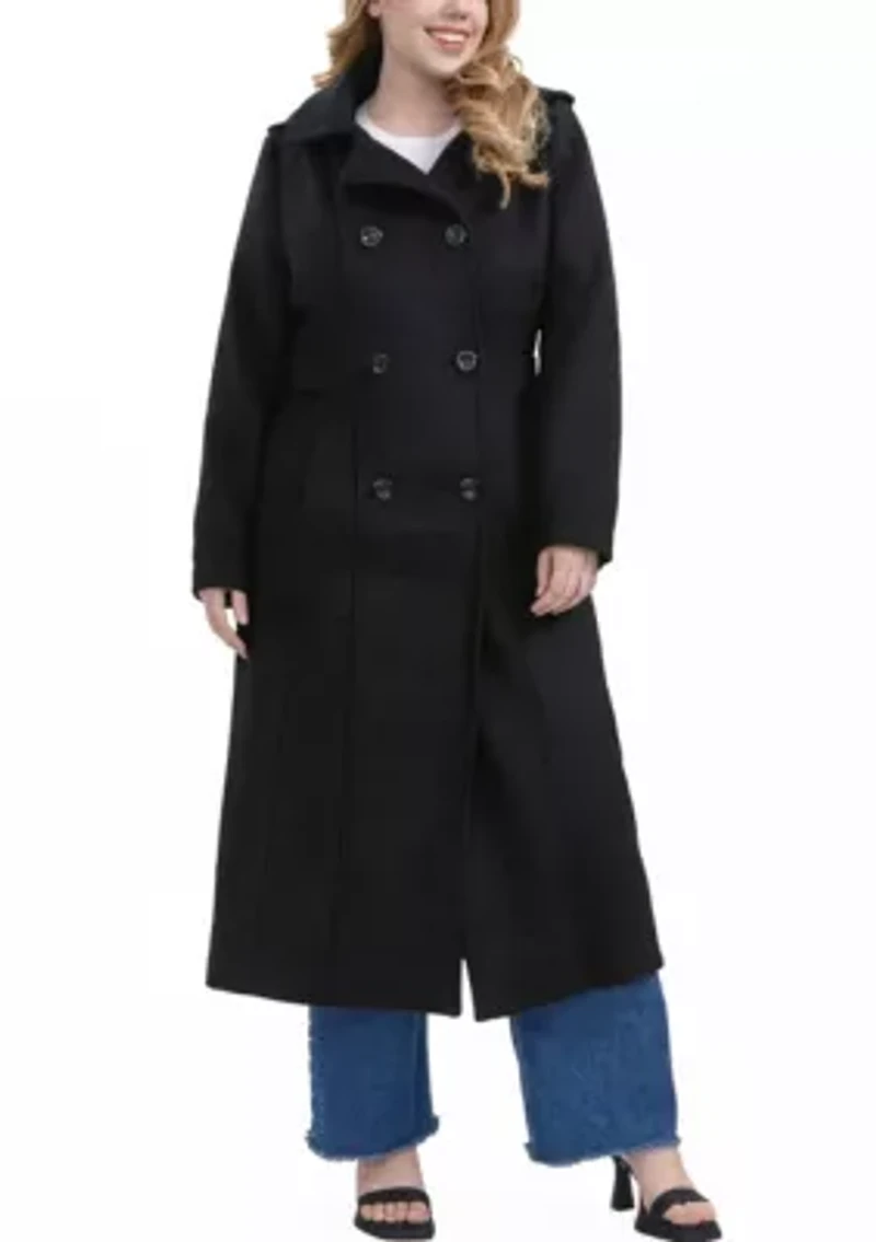 Plus Hooded Wool Blend Long Coat