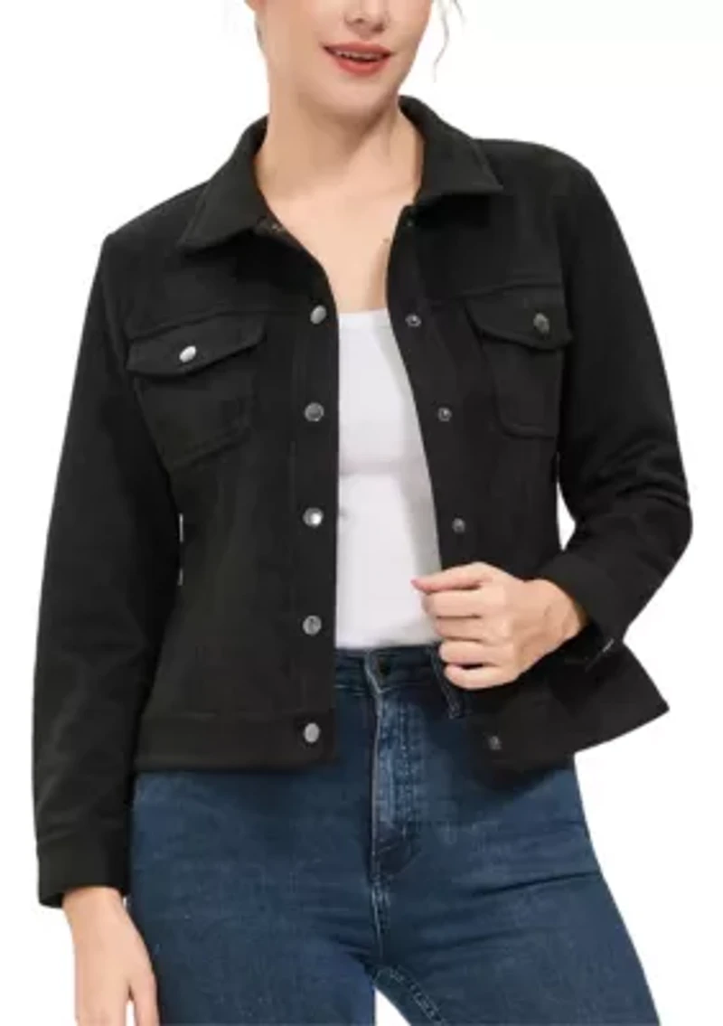 Women's Faux Suede Trucker Jacket