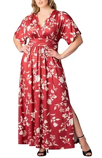 Women's Plus Vienna Kimono Sleeve Long Maxi Dress