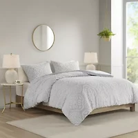 Everly 3 Piece Tufted Woven Medallion Duvet Cover Set