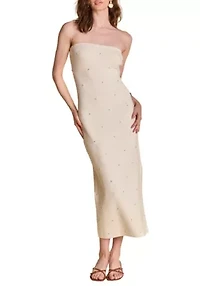 Embellished Strapless Knit Midi Dress