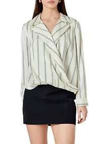 Striped Wrap Blouse
