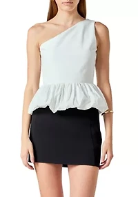 Cotton Blouson Mixed Media Top