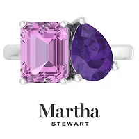 Lab Created Martha Stewart / Carat Pink Sapphire and Amethyst Two Stone Ring Sterling Silver