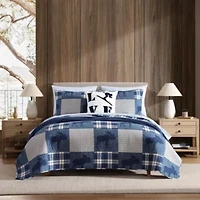 Moose Plaid Pinstripe Patchwork Cotton Quilt Set