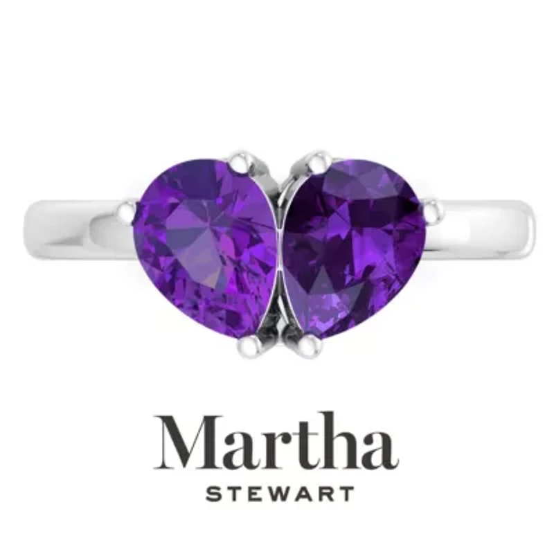 Lab Created Martha Stewart / Carat Amethyst Two Stone Ring Sterling Silver