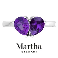 Lab Created Martha Stewart / Carat Amethyst Two Stone Ring Sterling Silver