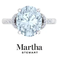 Lab Created Martha Stewart 4 1/ Carat Oval Shape Gemstone and Grown Diamond Ring Sterling Silver
