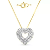 Lab Created 1CTW Grown Diamond Heart Pendant Gold Plated Sterling Silver