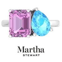 Lab Created Martha Stewart / Carat Sapphire and Blue Topaz Two Stone Ring Sterling Silver