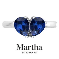 Lab Created Martha Stewart / Carat Sapphire Two Stone Ring Sterling Silver