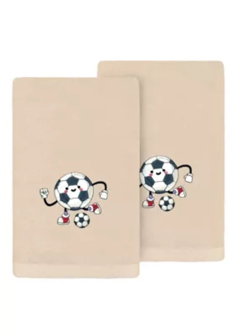 Soccer Player Hand Towels Set of 2